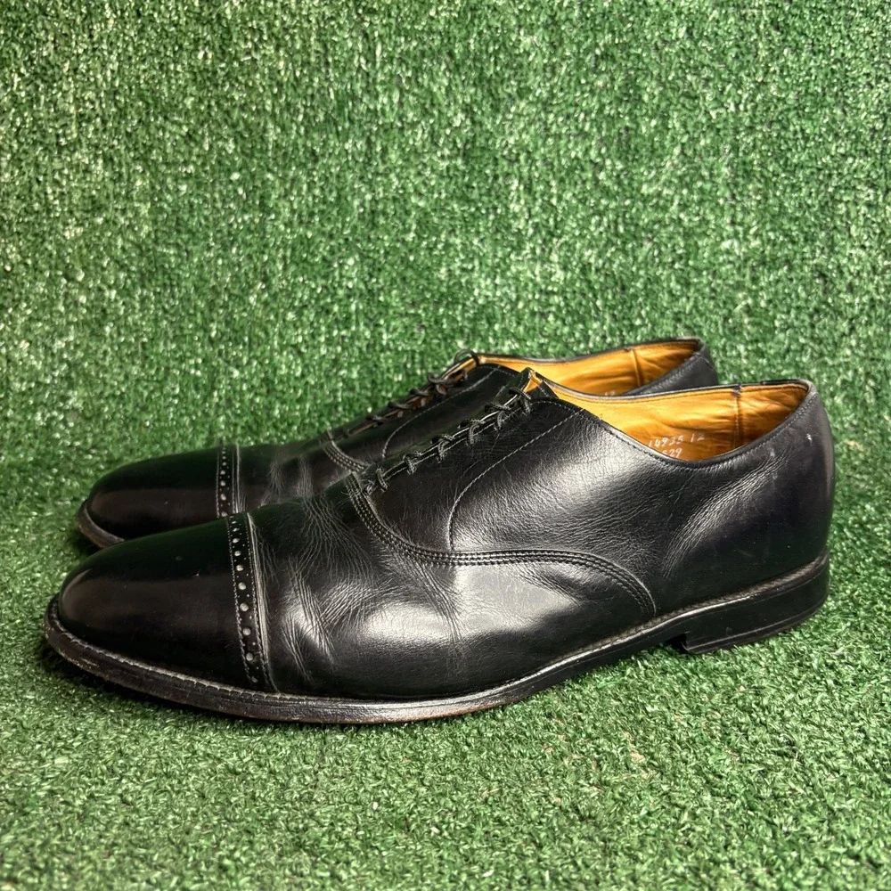 Allen Edmonds Byron Perforated Cap Toe Classic Oxford Black Leather Mens Sz 13 D
